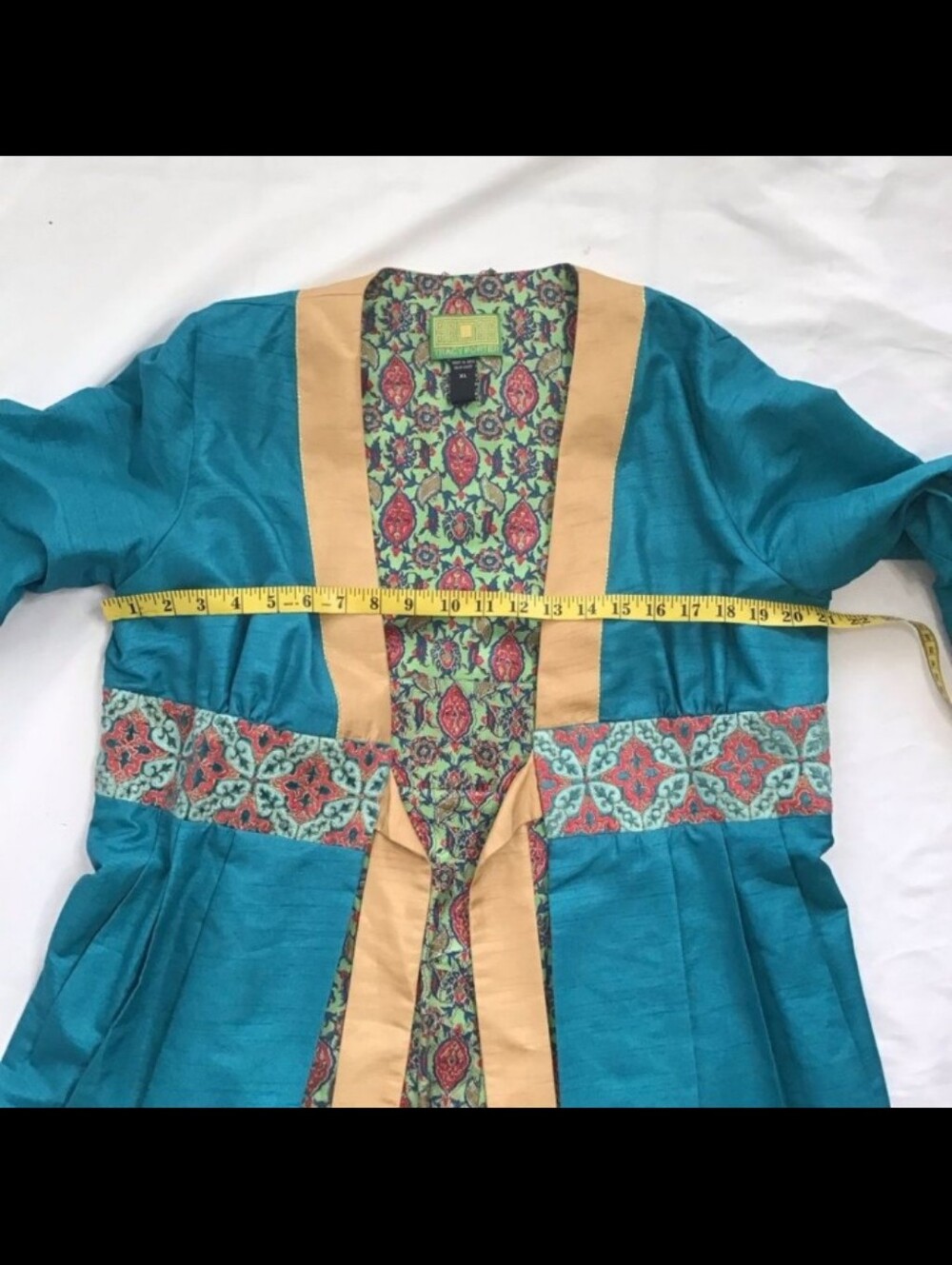 Tracy Porter Teal Kimono Style Tie Front Jacket - Picture 7 of 11